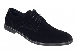 Pantofi barbati casual eleganti negri din piele naturala intoarsa GKR103NVEL